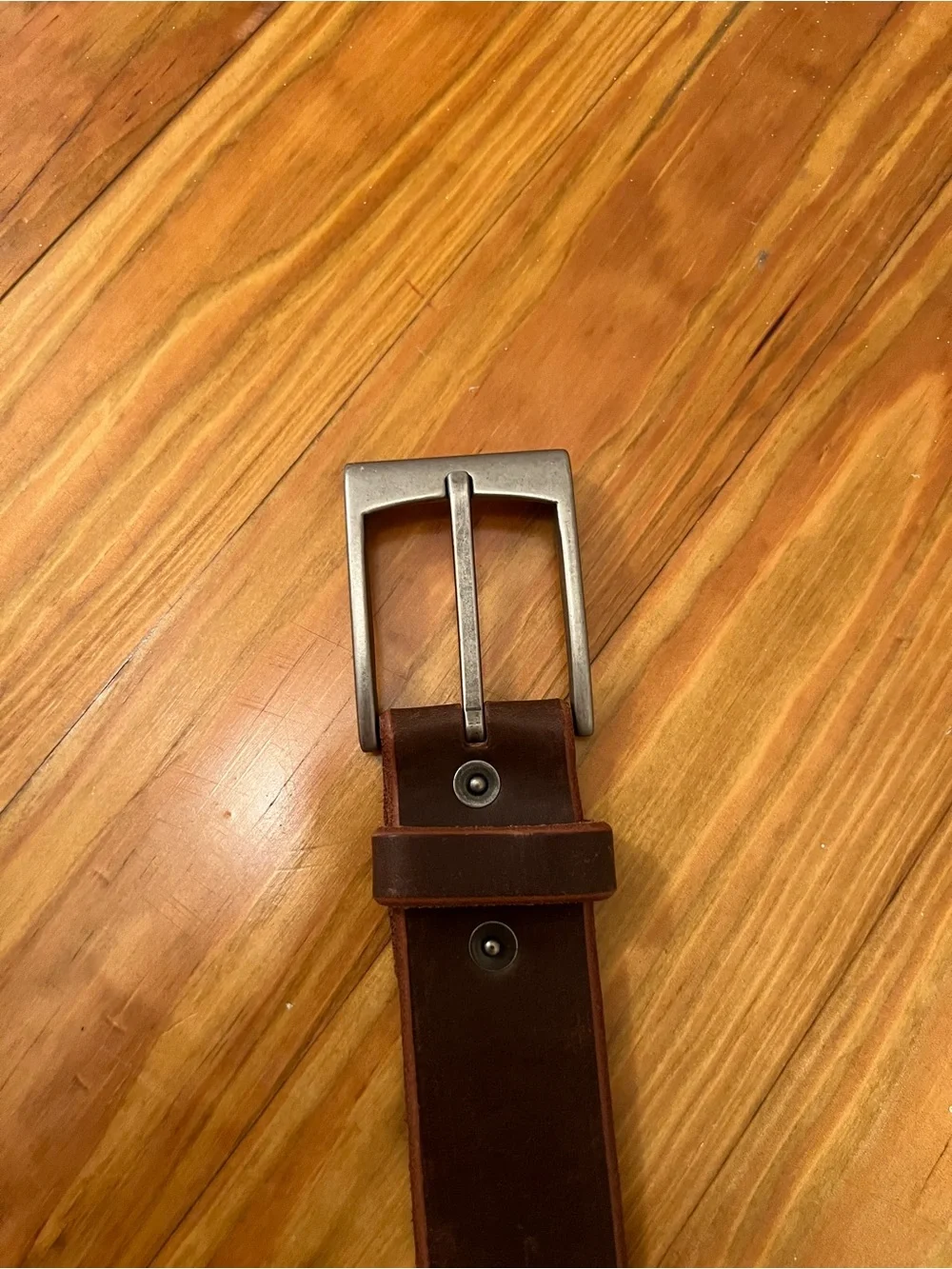Men’s Generic Brown Genuine Leather Belt With Silver Buckle Size 36